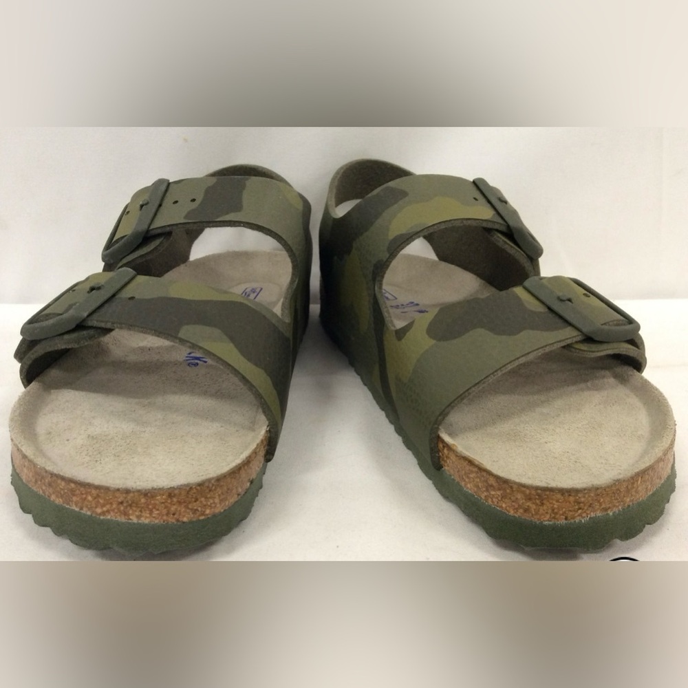 Birkenstock Milano Birko-Flor Soft Footbed Sandal Green Camo Sandals Sz L6 M4